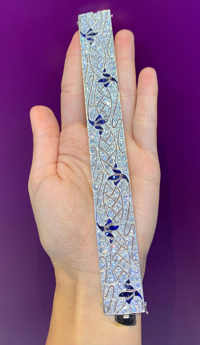 Art Deco Diamond and Synthetic Sapphire Bracelet