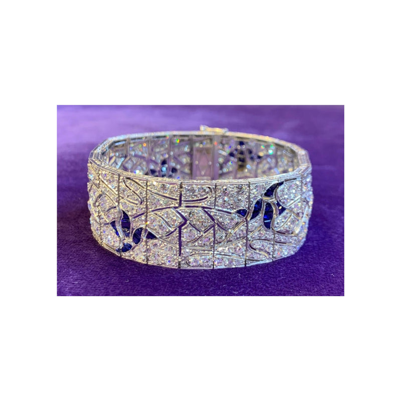 Art Deco Diamond and Synthetic Sapphire Bracelet