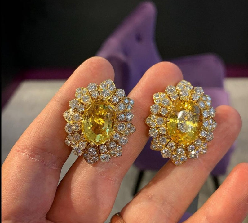 Van Cleef & Arpels Yellow Sapphire and Diamond Earrings