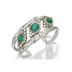 Suzanne Belperron Emerald and Diamond Cuff Bracelet