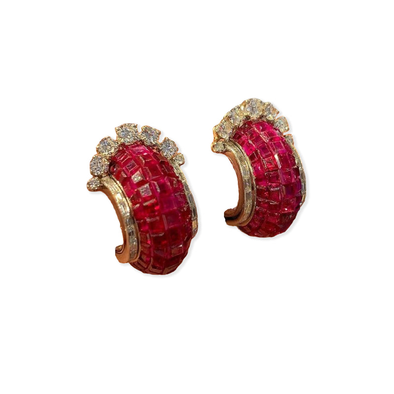Van Cleef & Arpels Mystery Set Ruby And Diamond Earrings