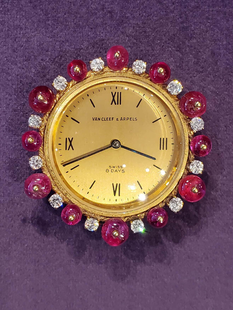 Nicolet Syn Ruby & Diamond Ladies White Gold Wrist Watch - Solvang Antiques