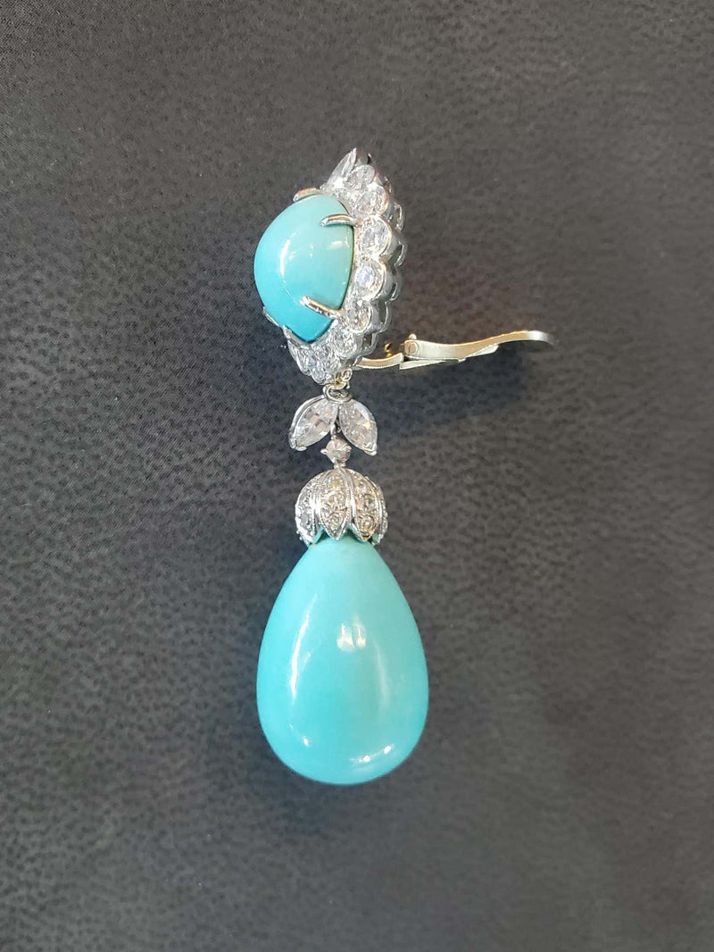 Iconic Van Cleef & Arpels Turquoise & Diamond 'Day and Night' Earrings