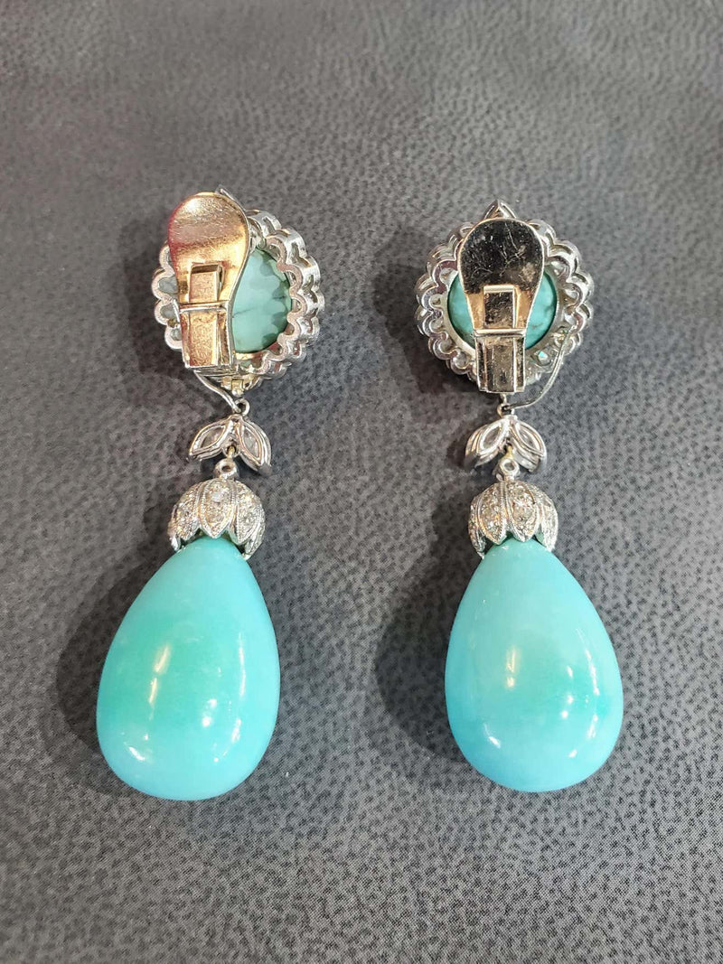Iconic Van Cleef & Arpels Turquoise & Diamond 'Day and Night' Earrings