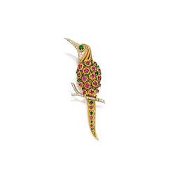 Van Cleef and Arpels Ruby and Emerald Bird of Paradise Brooch
