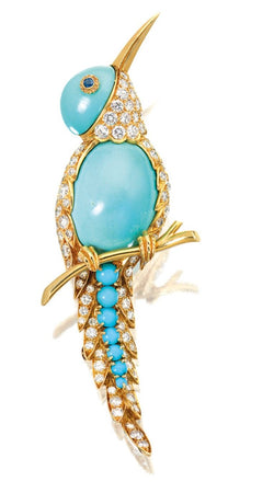 Van Cleef and Arpels Turquoise Bird of Paradise Brooch
