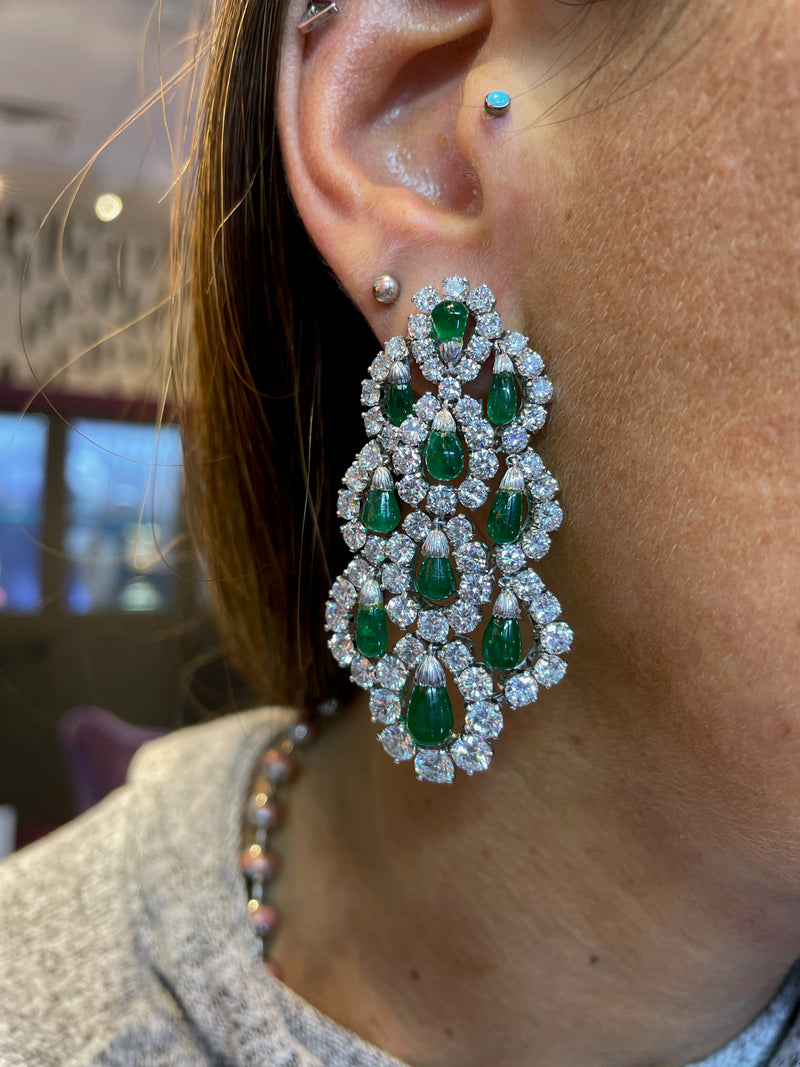 Van Cleef and Arpels Diamond and Emerald Earrings