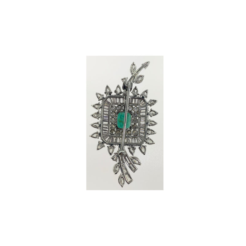 Very Fine Emerald & Diamond Brooch