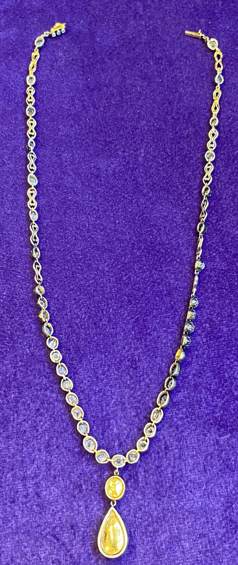 Victorian Pear Shape Rose Cut Diamond Necklace