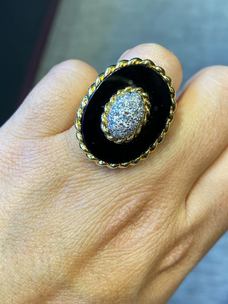 Van Cleef and Arpels Onyx and Diamond Ring