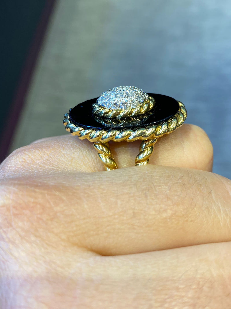 Vintage black onyx engagement ring set Art deco diamond curved wedding –  HelloRing