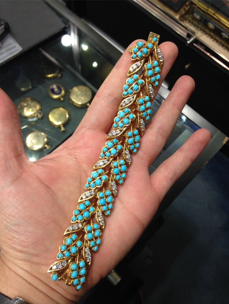 Cartier Turquoise & Diamond Gold Bracelet