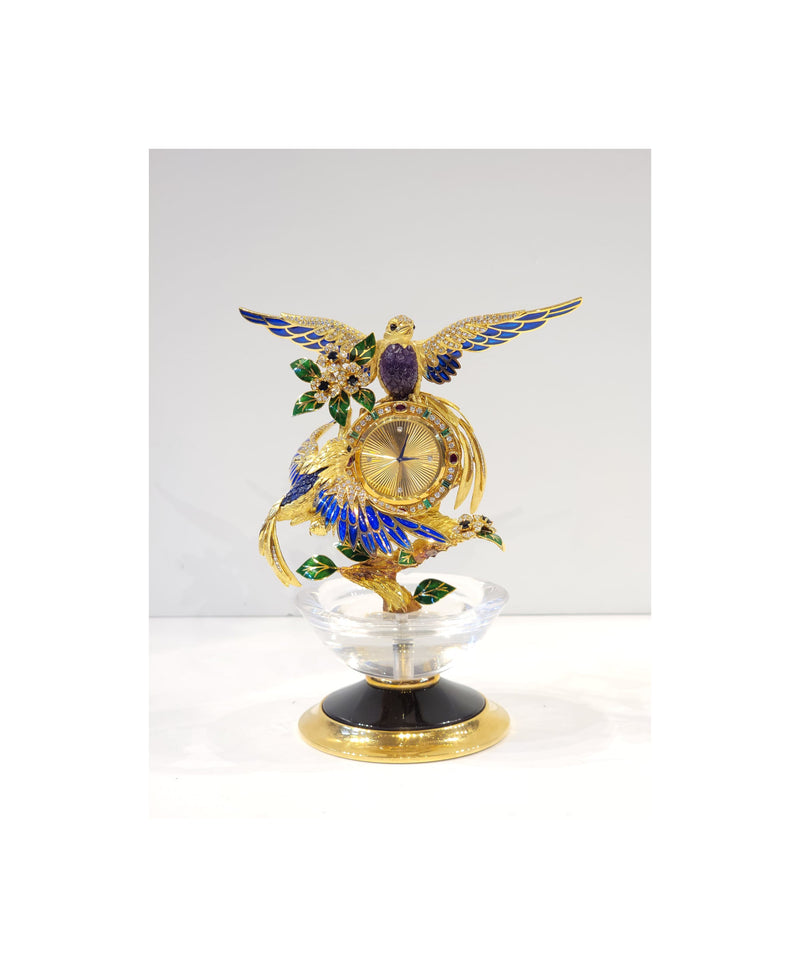 Asprey Gem Set Gold Bird Clock