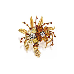 Van Cleef and Arpels Citrine and Yellow Sapphire Flower Brooch
