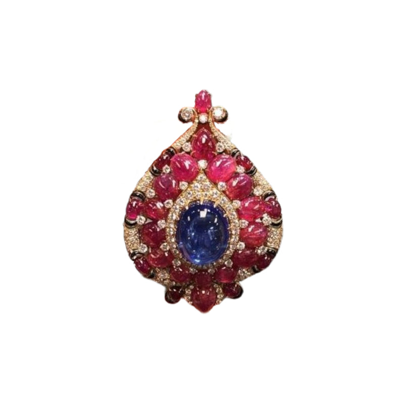 Bvlgari Sapphire Ruby Diamond Brooch