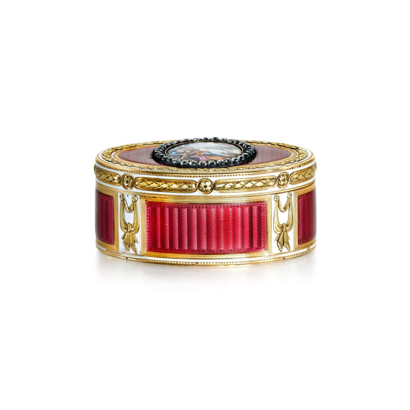 A jewelled two-colour gold and enamel snuff box, Charles Le Bastier, Paris, 1775