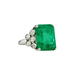 Certified Colombian Emerald and Diamond Ring