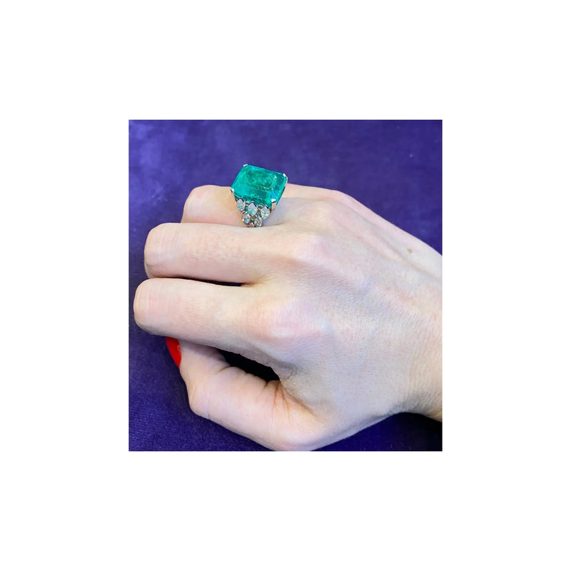 Certified Colombian Emerald and Diamond Ring