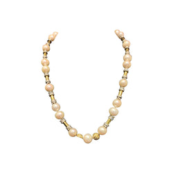 Hammered Gold and Diamond Pearl Necklace