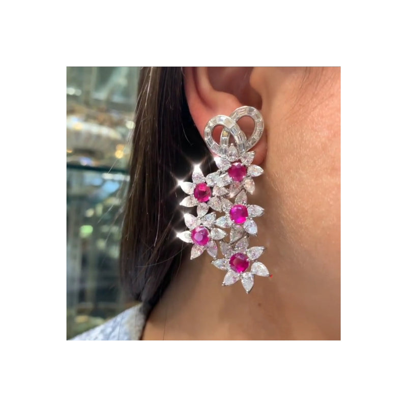 Harry Winston Ruby and Pink Sapphire & Diamond Earrings