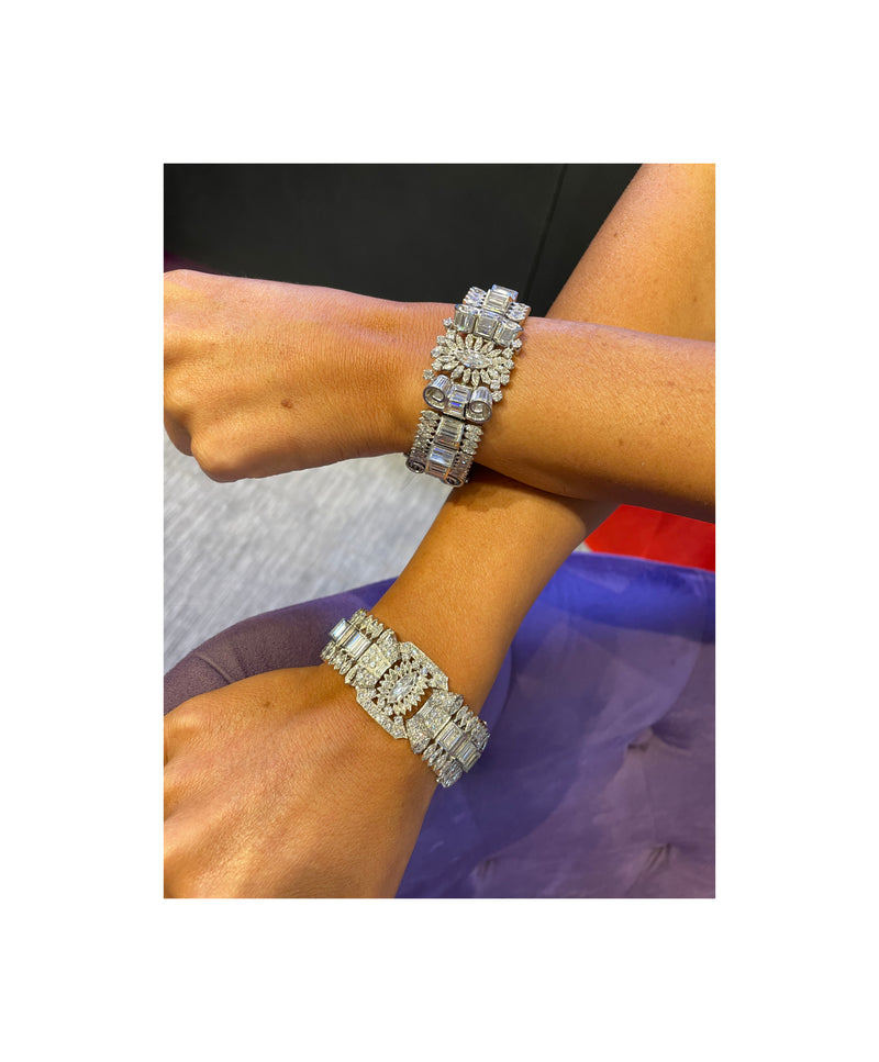 Pair of Art Deco Diamond Bracelets
