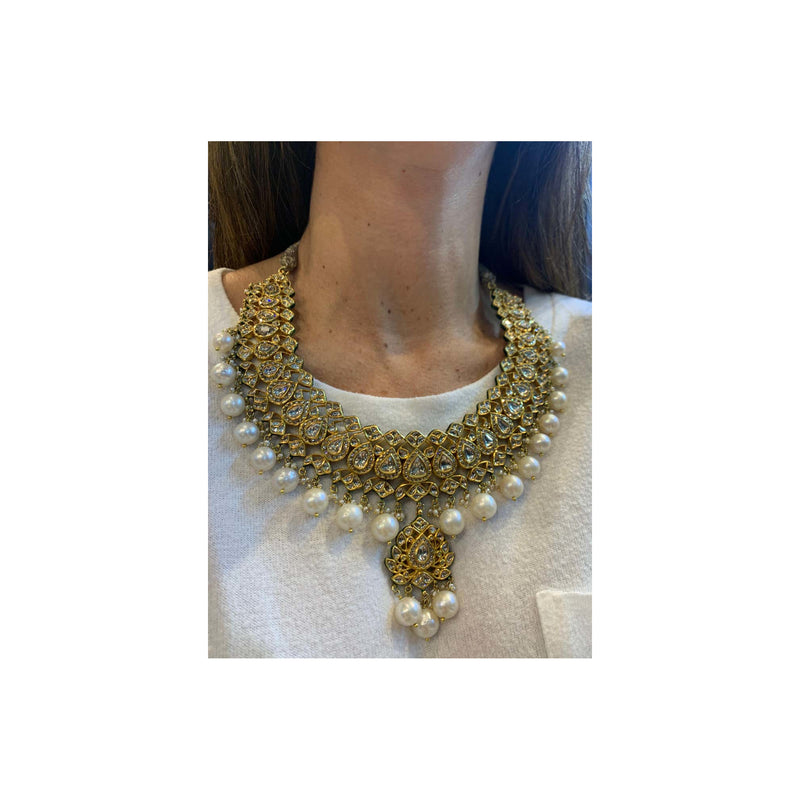 Indian Pearl and Diamond Necklace
