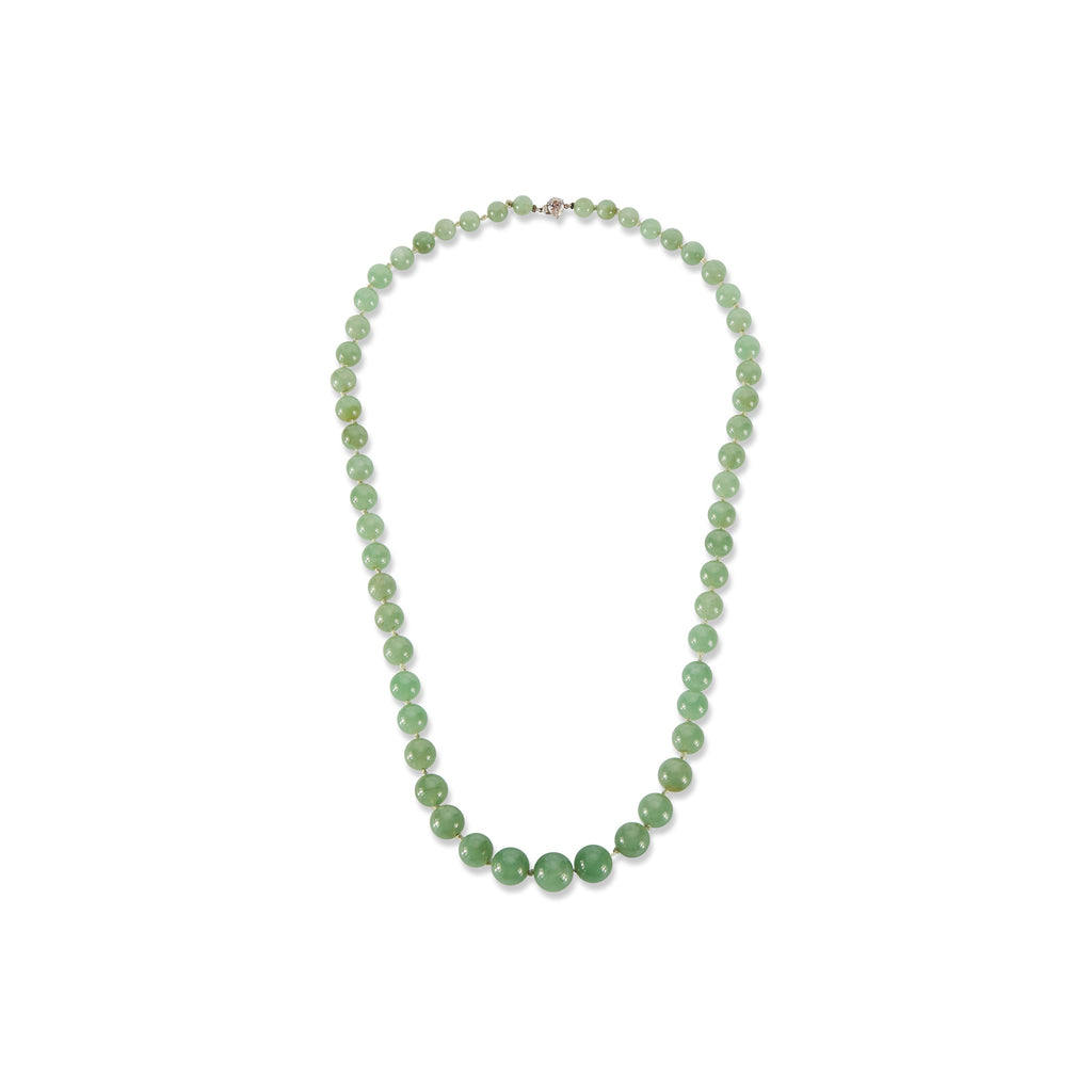 Yellowish green jade beads necklace – Churk Work Shop