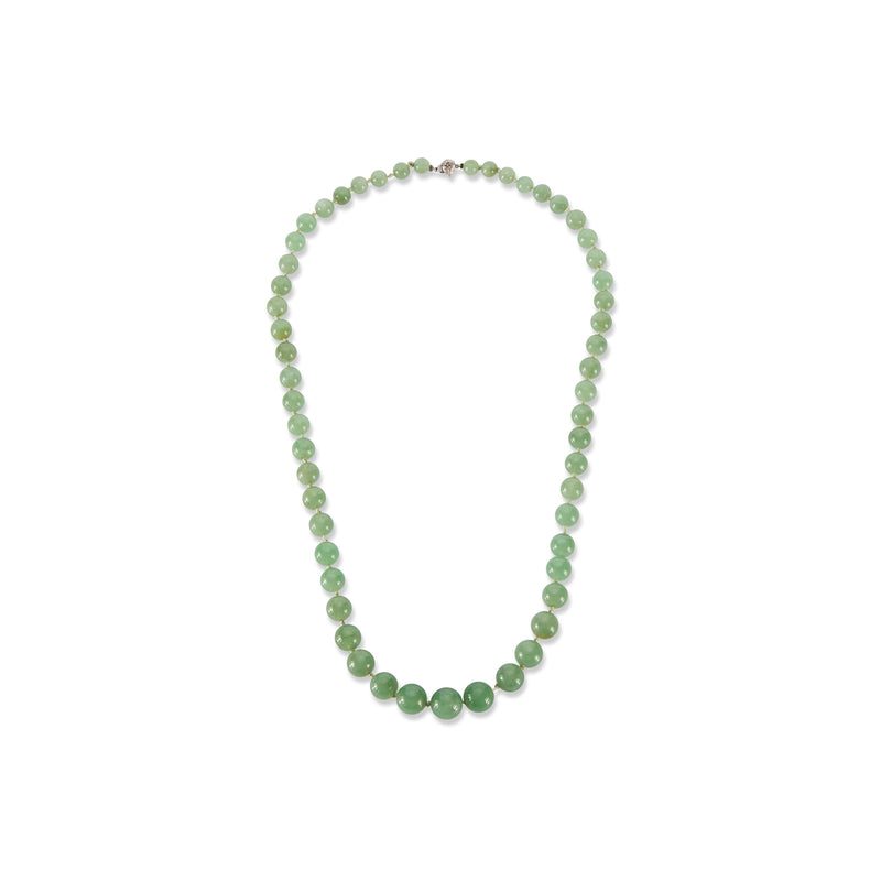 Single Line Real Green Oval Emerald & Silver Plated Beads Necklace (SN262)  - Surat Diamond