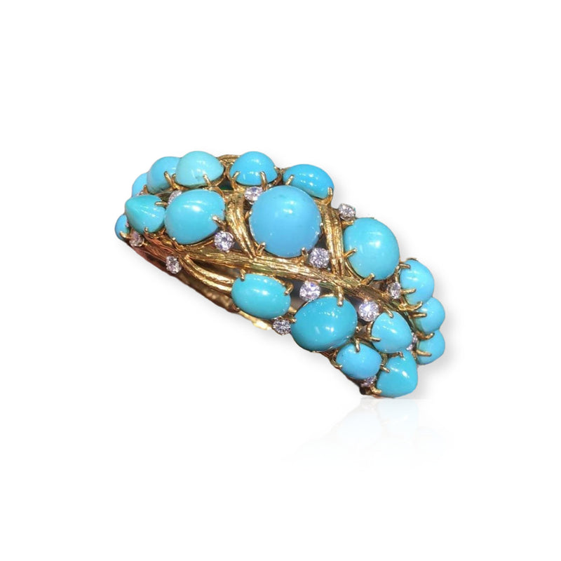 Lacloche Freres Turquoise Diamond Bangle Bracelet