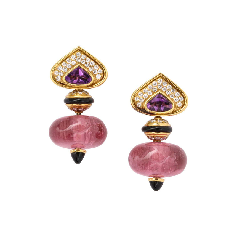 Marina B Earrings Pink Tourmaline Earrings with Interchangeable Drops