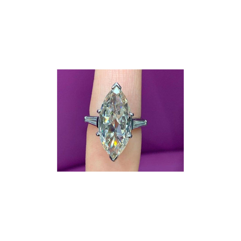 5.53 Carat Antique Marquise Diamond Ring