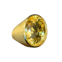 41.33 Carat Natural Yellow Sapphire Gold Men's Ring