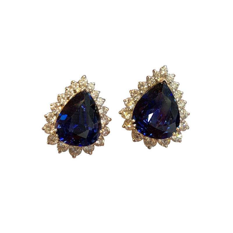 Certified Pear Shape Sapphire and Diamond Earrings
