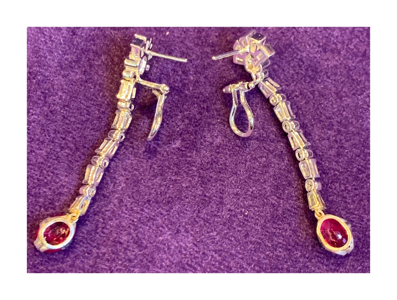 Certified Burmese Ruby & Diamond Dangle Earrings