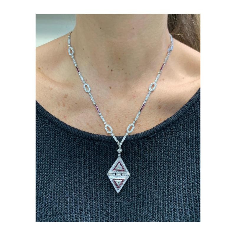 Diamond and Ruby Pendant Necklace