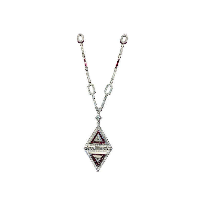 Diamond and Ruby Pendant Necklace
