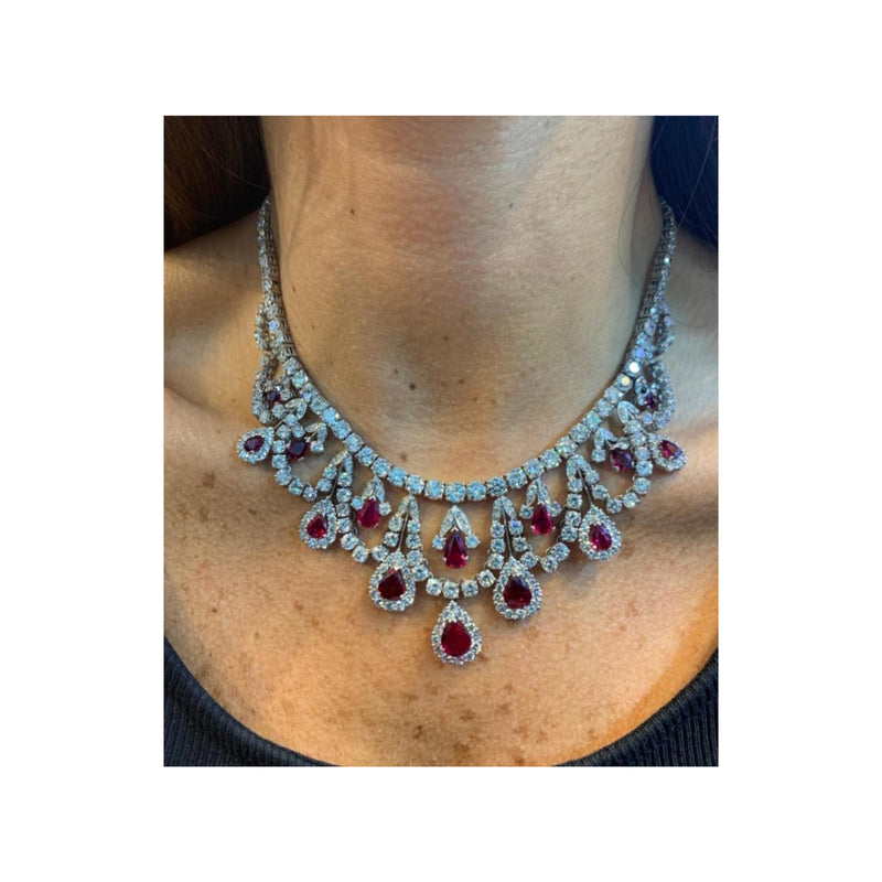 Certified Ruby and Diamond Necklace