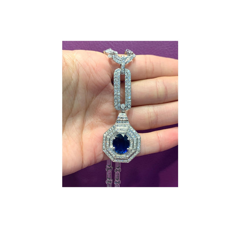 Sapphire and Diamond Drop Necklace