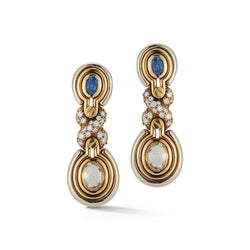 Blue and Yellow Sapphire & Diamond Earrings