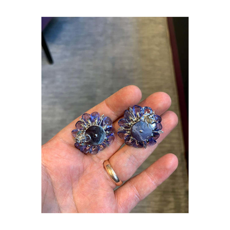 Sapphire and Diamond Floral Earrings