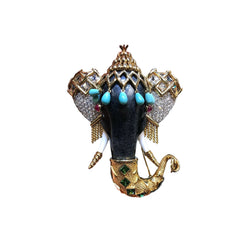 Jean Schlumberger For Tiffany & Co Multi Gem & Enamel Elephant Brooch