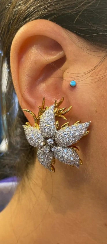 Jean Schlumberger Diamond Flower Earrings