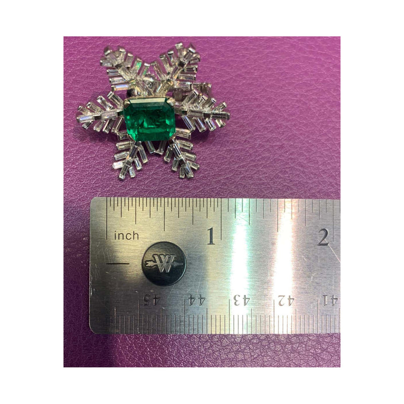 AGL Certified Emerald and Diamond Snowflake Earrings