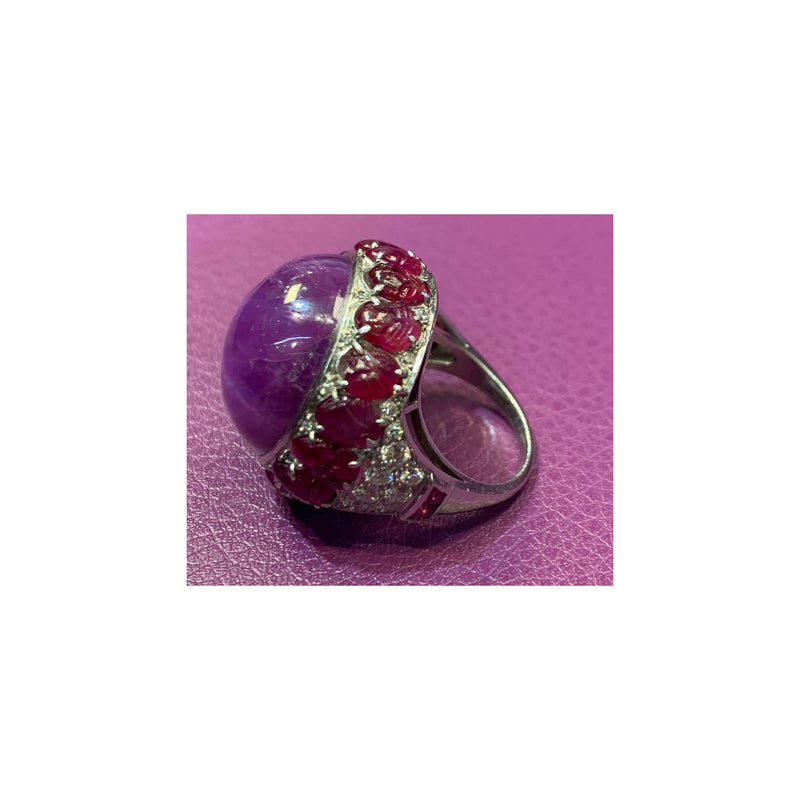 Cabochon Star Ruby Cocktail Ring