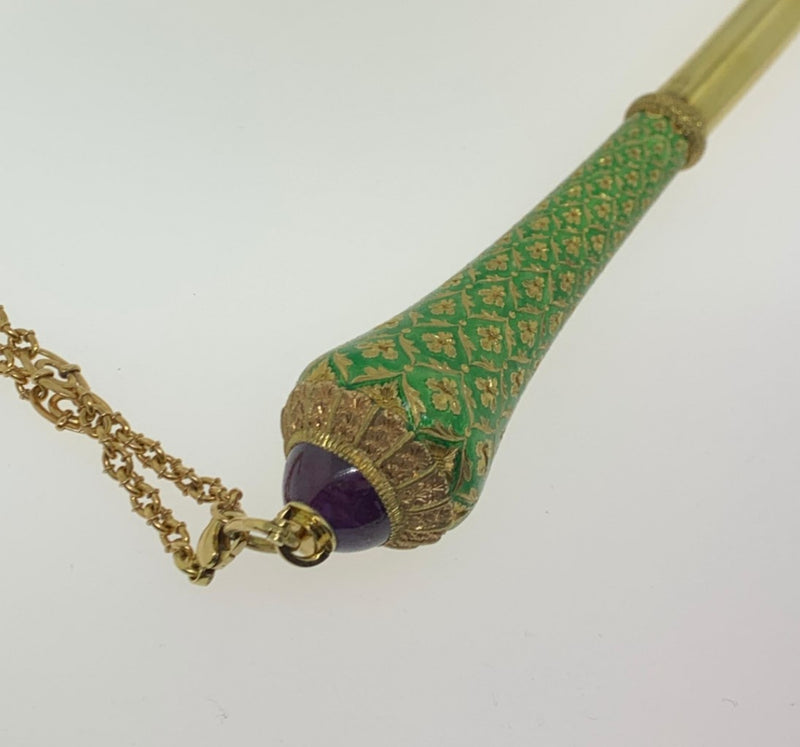 Gold, Enamel, and Coral Torah Pointer