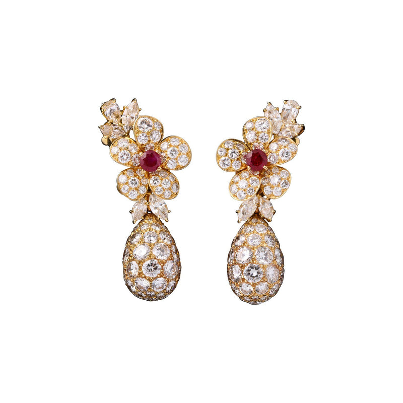 Van Cleef & Arpels Ruby and Diamonds Day and Night Earrings