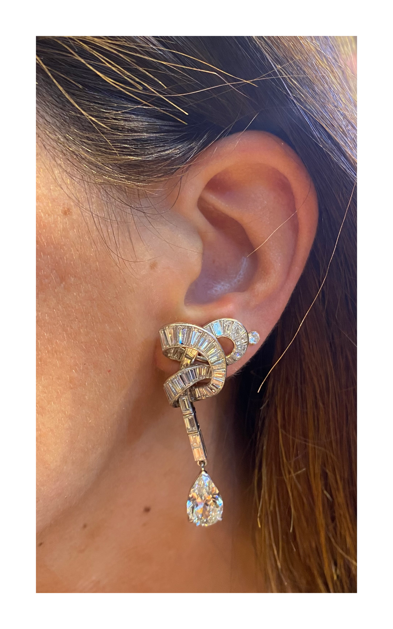 Van Cleef Pear Shape Diamond Earrings
